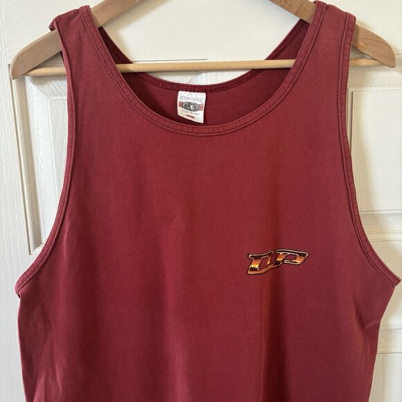 Vintage Y2K OP Ocean Pacific Men Tank Top Size L Red Beachwear Made in USA Skate - Picture 3 of 10